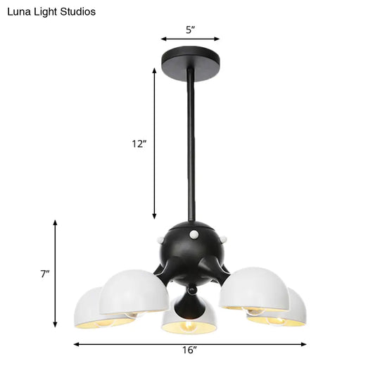 Modern Industrial Dome Hanging Light - 3/4/5 Heads Living Room Chandelier In Black/Chrome Finish