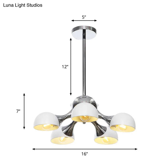 Modern Industrial Dome Hanging Light - 3/4/5 Heads Living Room Chandelier In Black/Chrome Finish