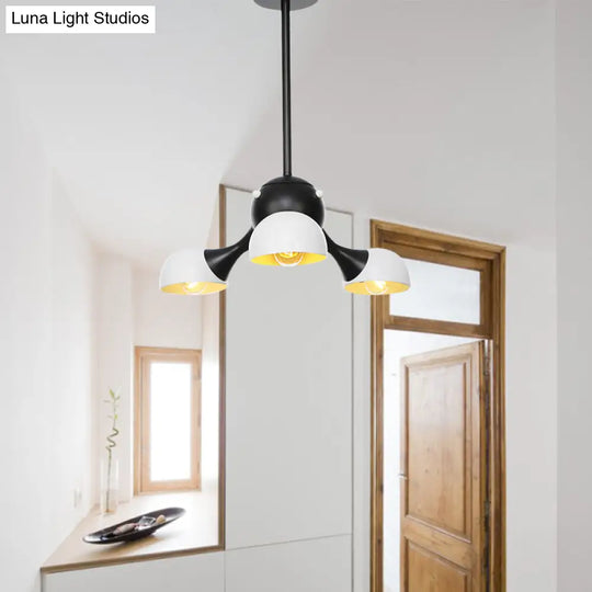 Modern Industrial Dome Hanging Light - 3/4/5 Heads Living Room Chandelier In Black/Chrome Finish