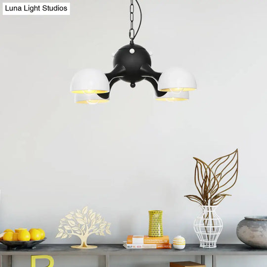 Modern Industrial Dome Hanging Light - 3/4/5 Heads Living Room Chandelier In Black/Chrome Finish