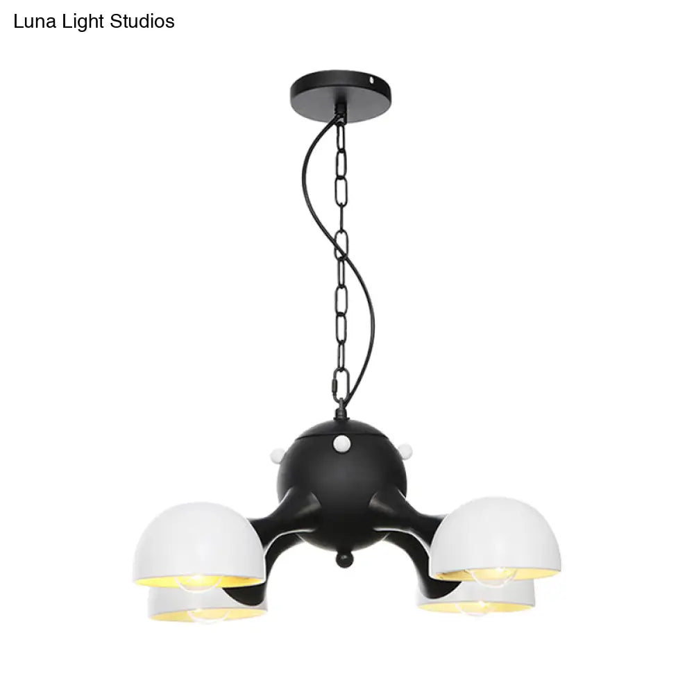 Modern Industrial Dome Hanging Light - 3/4/5 Heads Living Room Chandelier In Black/Chrome Finish