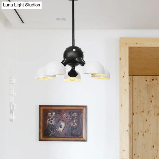 Modern Industrial Dome Hanging Light - 3/4/5 Heads Living Room Chandelier In Black/Chrome Finish