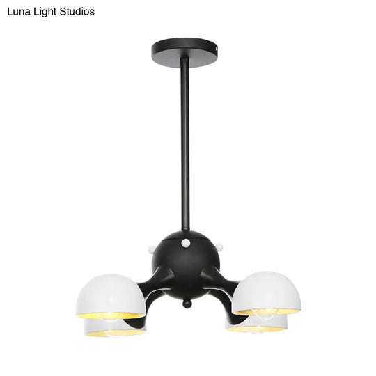 Modern Industrial Dome Hanging Light - 3/4/5 Heads Living Room Chandelier In Black/Chrome Finish