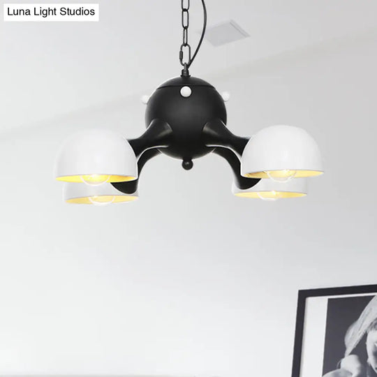 Modern Industrial Dome Hanging Light - 3/4/5 Heads Living Room Chandelier In Black/Chrome Finish 4 /