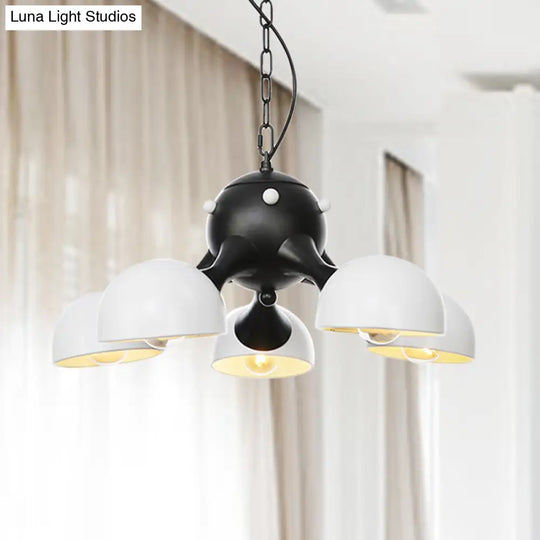 Modern Industrial Dome Hanging Light - 3/4/5 Heads Living Room Chandelier In Black/Chrome Finish 5 /