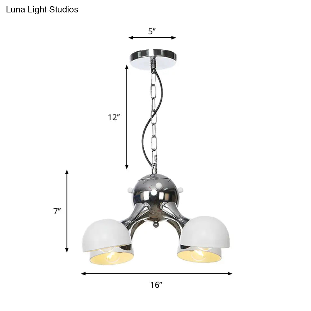 Modern Industrial Dome Hanging Light - 3/4/5 Heads Living Room Chandelier In Black/Chrome Finish