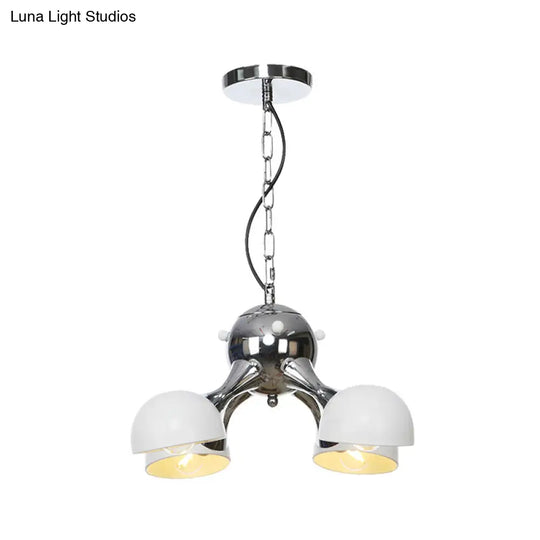 Modern Industrial Dome Hanging Light - 3/4/5 Heads Living Room Chandelier In Black/Chrome Finish