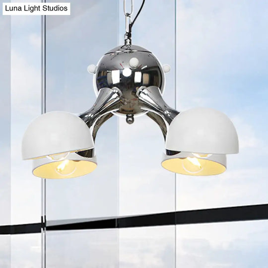 Modern Industrial Dome Hanging Light - 3/4/5 Heads Living Room Chandelier In Black/Chrome Finish 4 /