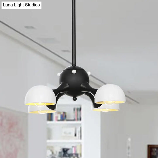 Modern Industrial Dome Hanging Light - 3/4/5 Heads Living Room Chandelier In Black/Chrome Finish 4 /