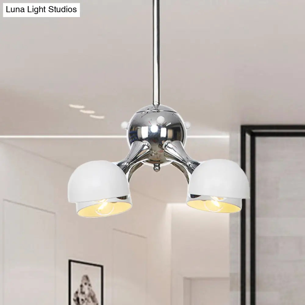 Modern Industrial Dome Hanging Light - 3/4/5 Heads Living Room Chandelier In Black/Chrome Finish 4 /