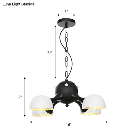 Modern Industrial Dome Hanging Light - 3/4/5 Heads Living Room Chandelier In Black/Chrome Finish