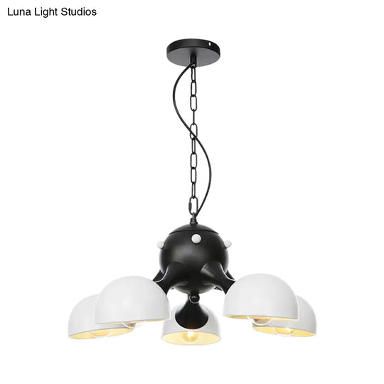 Modern Industrial Dome Hanging Light - 3/4/5 Heads Living Room Chandelier In Black/Chrome Finish