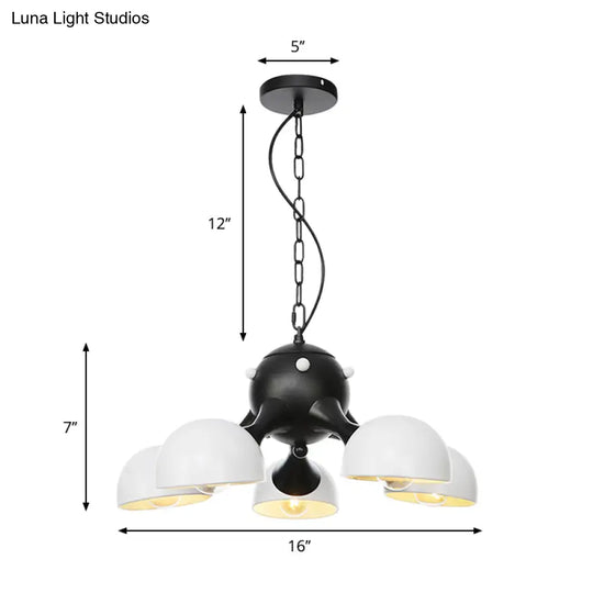 Modern Industrial Dome Hanging Light - 3/4/5 Heads Living Room Chandelier In Black/Chrome Finish