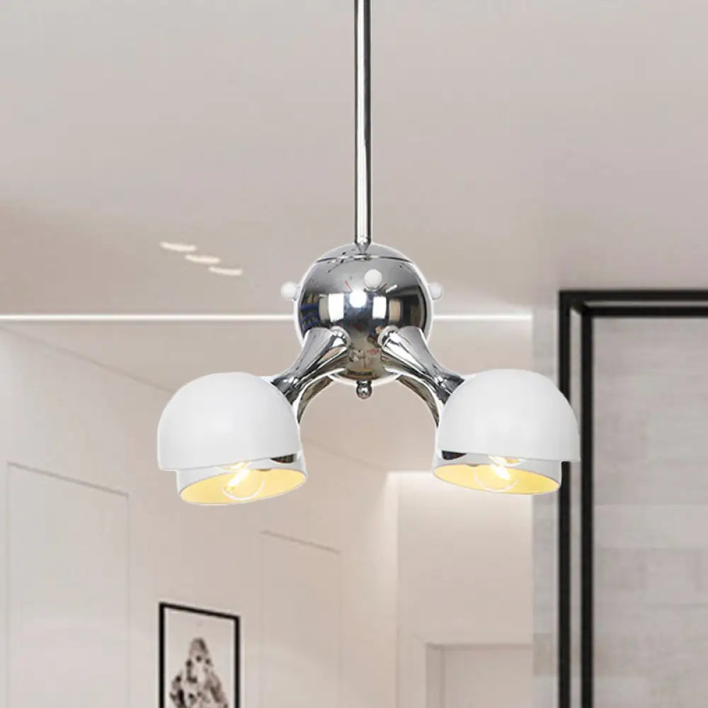 Industrial Dome Hanging Light Fixture - Metallic 3/4/5 Heads Chandelier Lamp For Living Room