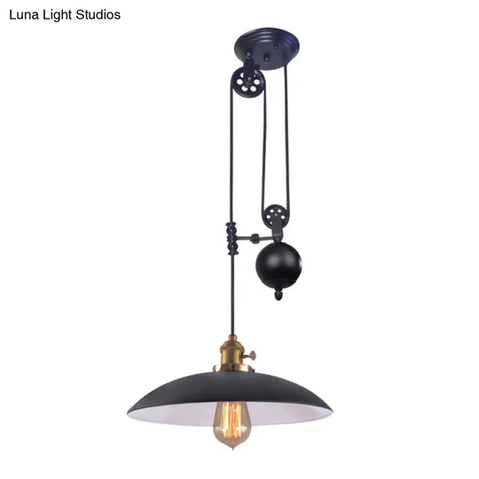 Industrial Dome Metal Ceiling Light - Black/White/Red