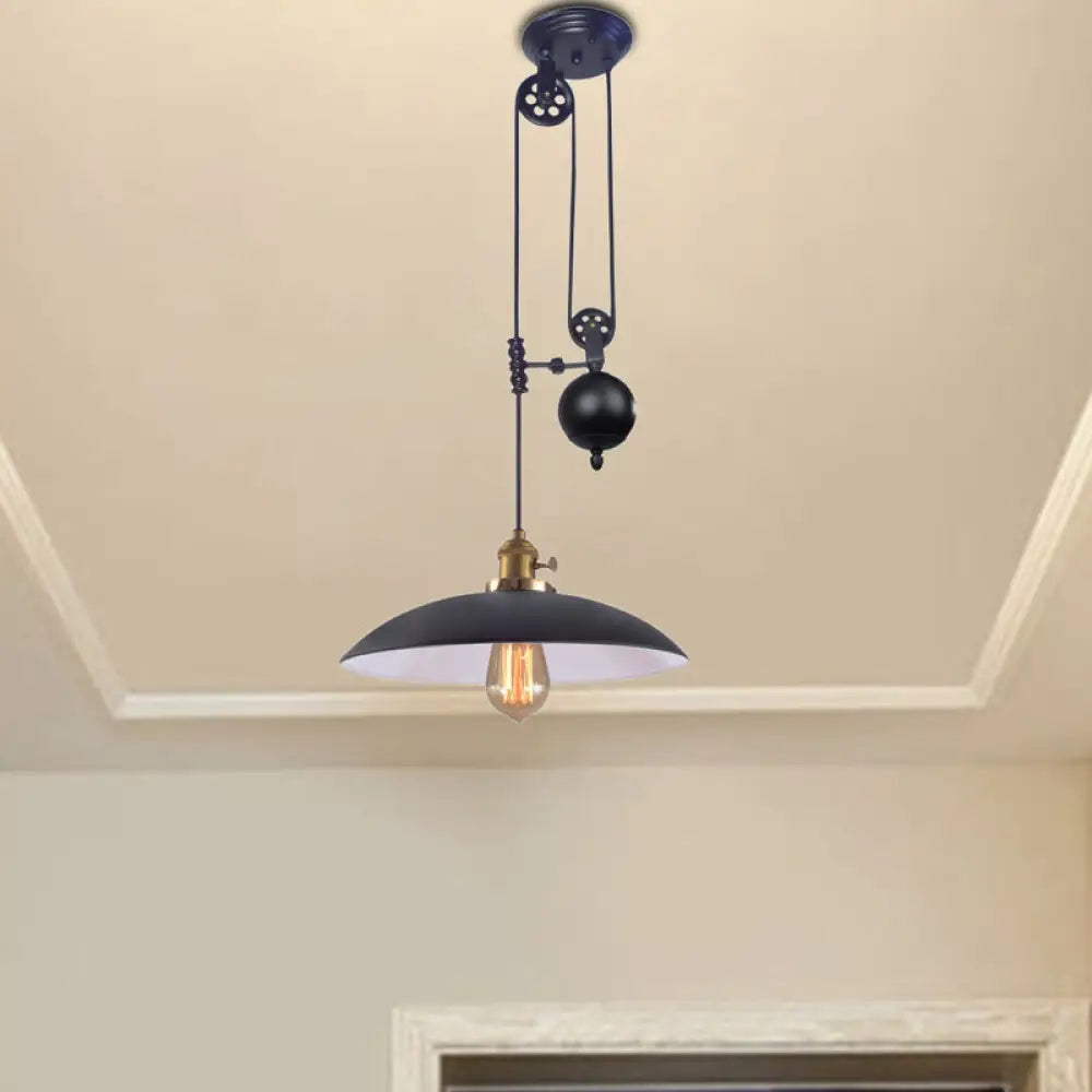 Industrial Dome Metal Ceiling Light - Black/White/Red Black