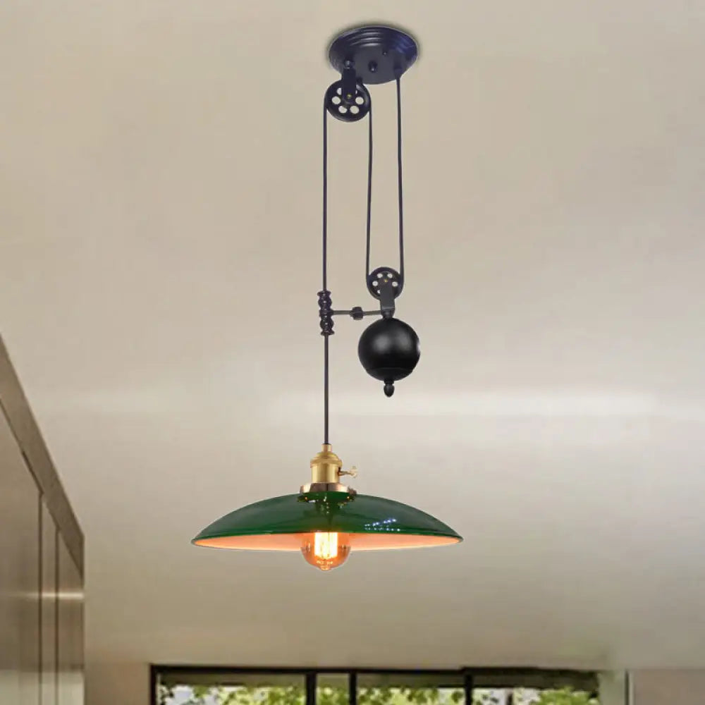 Industrial Dome Metal Ceiling Light - Black/White/Red Green