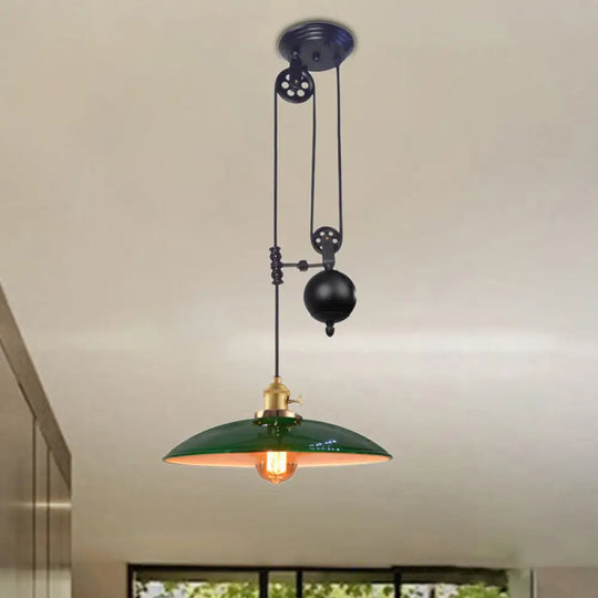 Industrial Dome Metal Ceiling Light - Black/White/Red Green