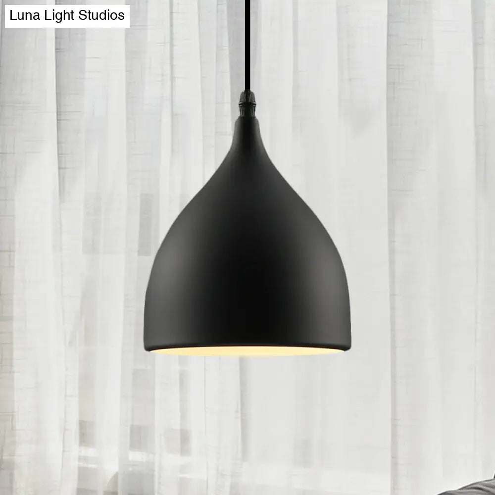 Industrial Dome Metal Pendant Light - 1 Hanging Ceiling For Restaurants 6.5’’/10’’ Dia Black