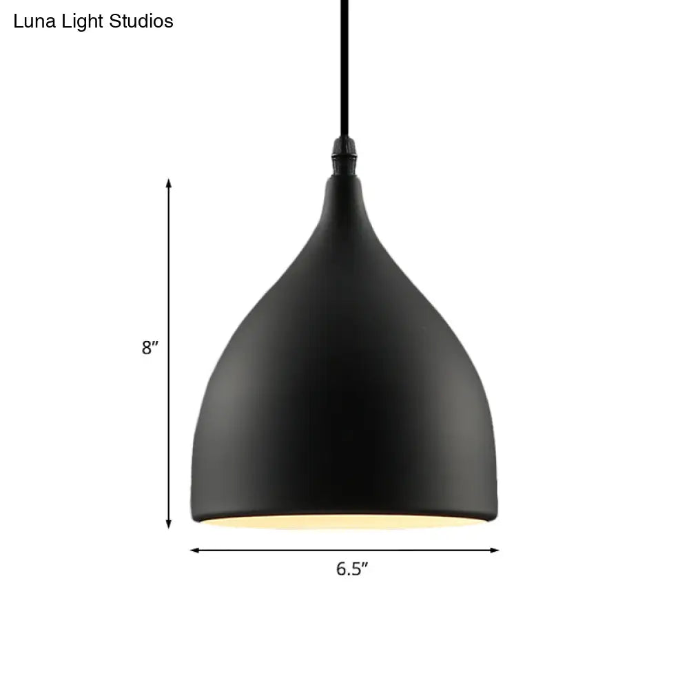 Industrial Dome Metal Pendant Light - 1 Hanging Ceiling For Restaurants 6.5’’/10’’ Dia Black