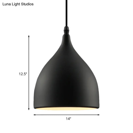 Industrial Dome Metal Pendant Light - 1 Hanging Ceiling For Restaurants 6.5’’/10’’ Dia Black