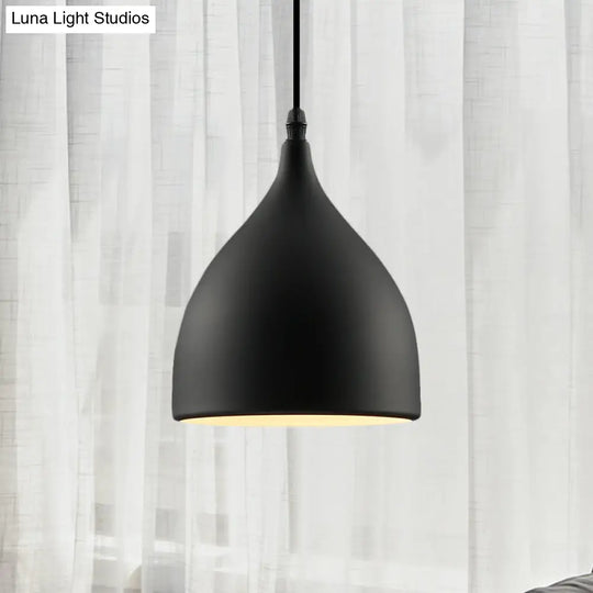 Industrial Dome Metal Hanging Ceiling Light - 6.5/10 Dia 1-Light Pendant Black