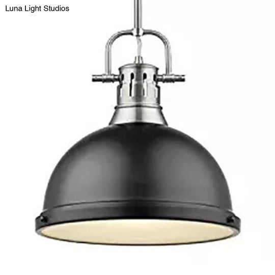 Industrial Domed Metal Pendant Light In Black/Blue Finish - Perfect For Living Room Black