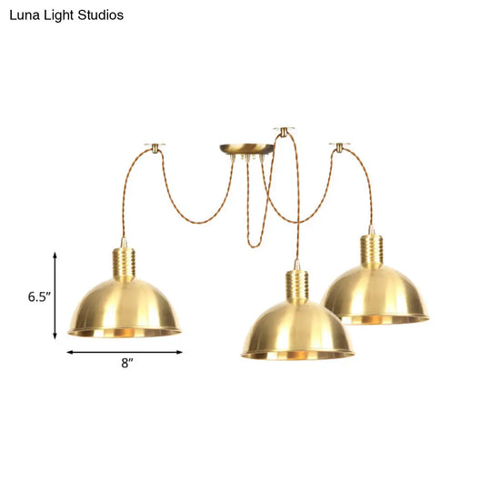 Gold Swag Pendant Lamp With Domed Metallic Design - Industrial Multi-Light Fixture For Clothes Shop