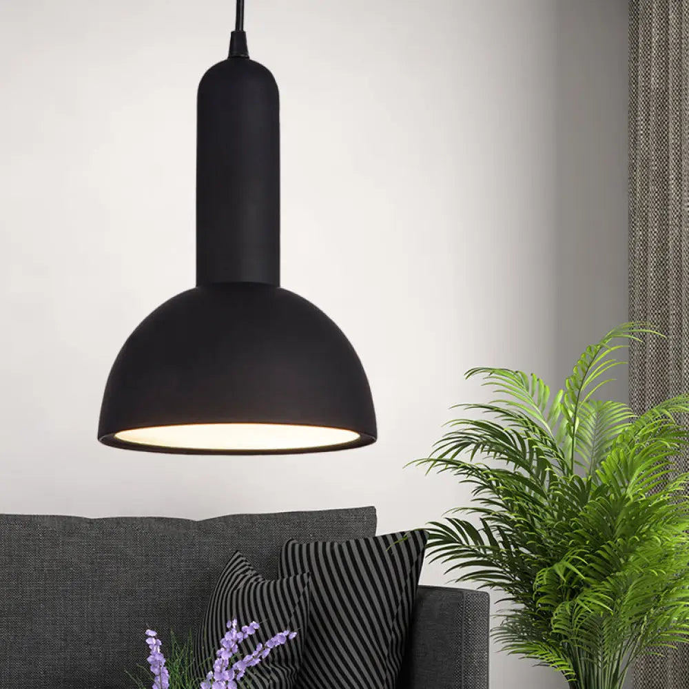 Industrial Domed Pendant Light In Metallic Black - Perfect For Living Room