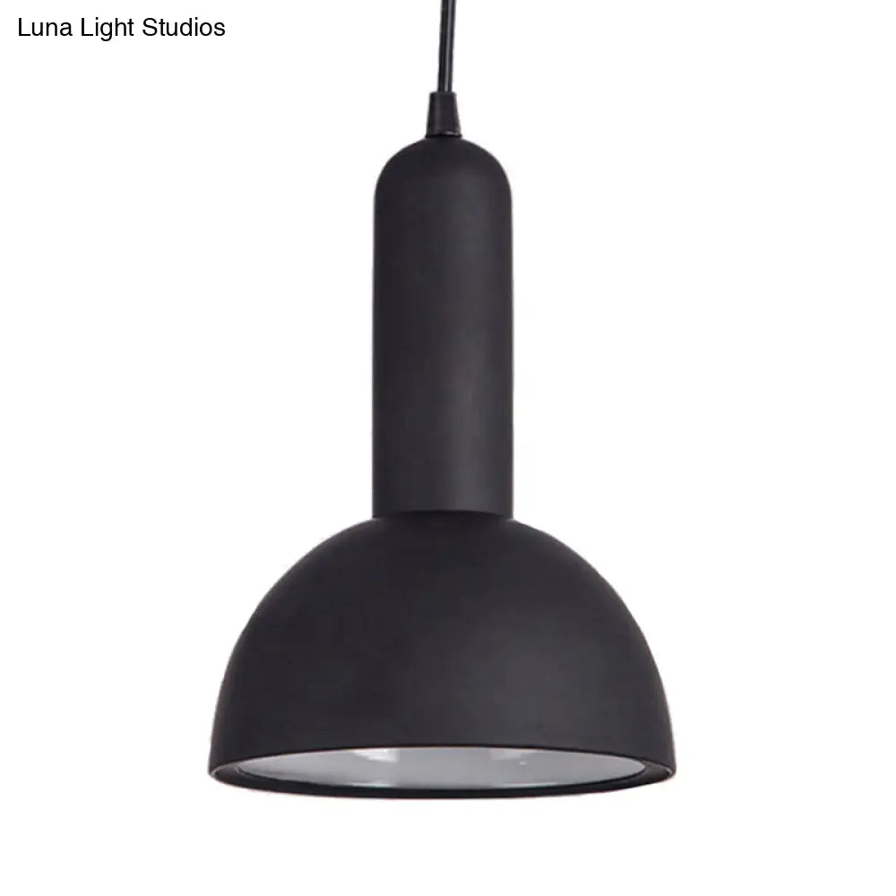 Industrial Domed Pendant Light In Metallic Black - Perfect For Living Room