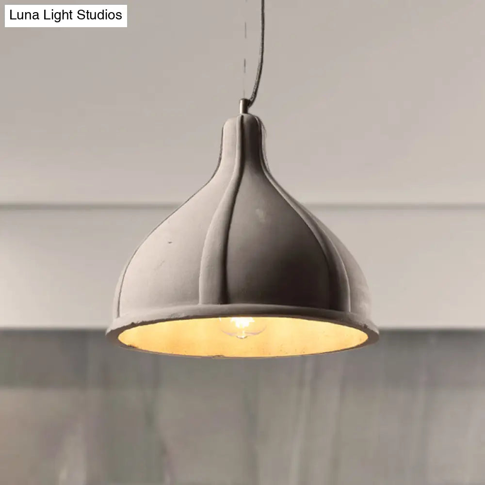 Industrial 1-Light Cement Pendant Lamp In Grey For Restaurant Ceiling Or Hanging / A