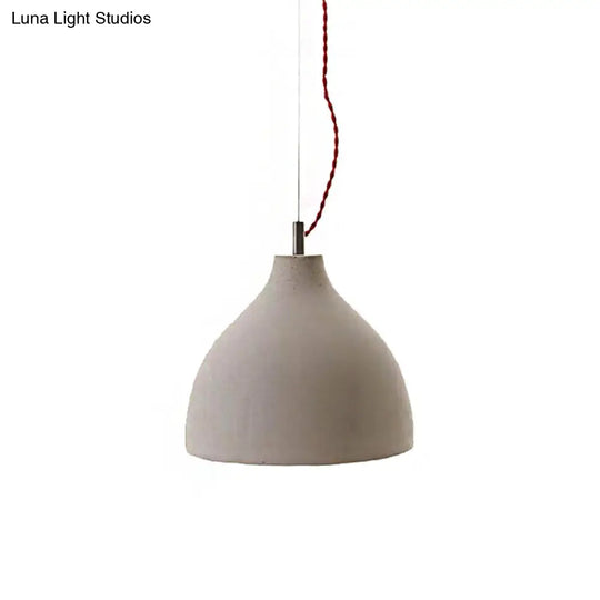 Industrial 1-Light Cement Pendant Lamp In Grey For Restaurant Ceiling Or Hanging