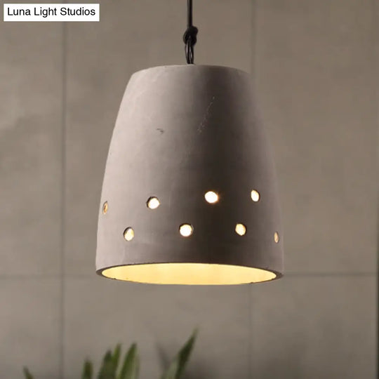 Industrial 1-Light Cement Pendant Lamp In Grey For Restaurant Ceiling Or Hanging