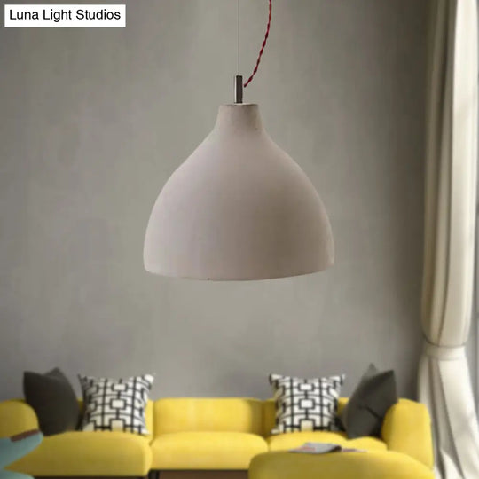 Industrial 1-Light Cement Pendant Lamp In Grey For Restaurant Ceiling Or Hanging