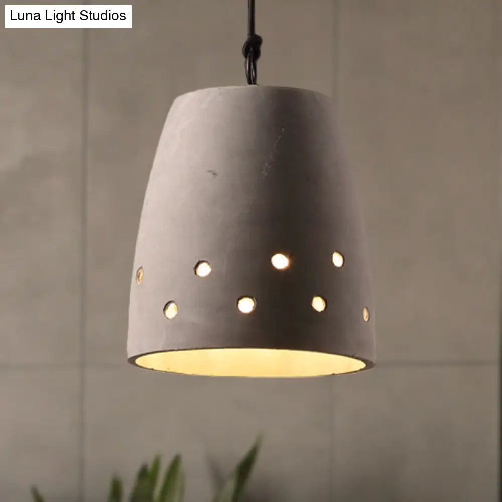 Industrial Domed Pendant Lighting In Grey - 1 Light Cement Ceiling Lamp