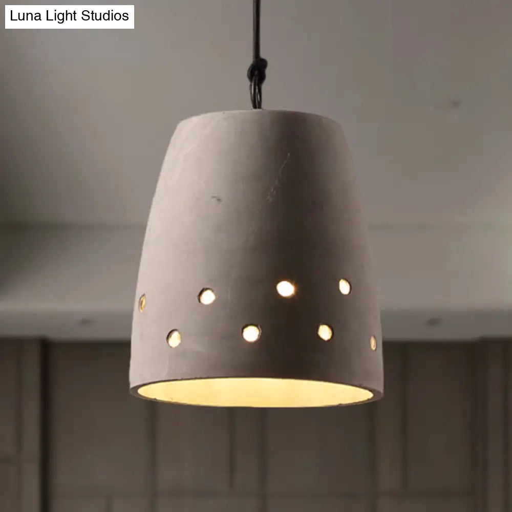 Industrial 1-Light Cement Pendant Lamp In Grey For Restaurant Ceiling Or Hanging