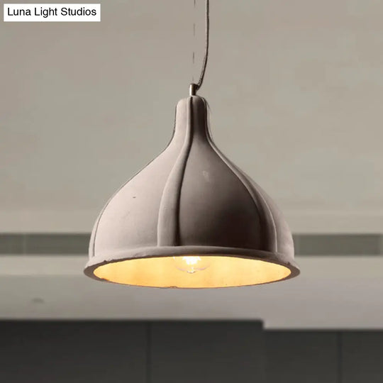 Industrial 1-Light Cement Pendant Lamp In Grey For Restaurant Ceiling Or Hanging