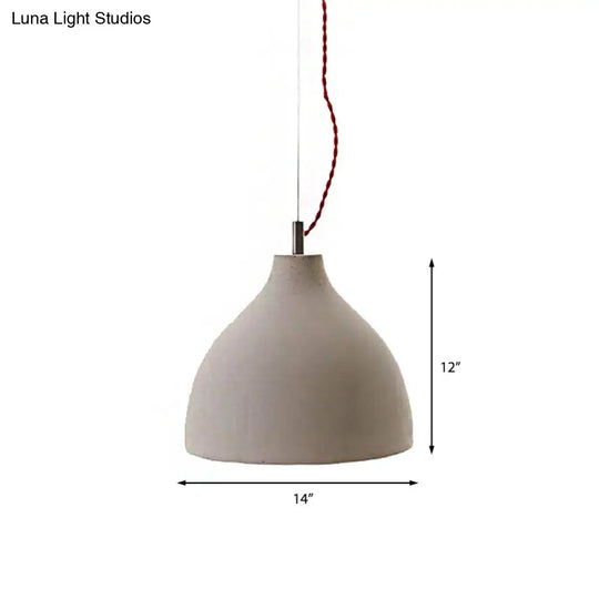 Industrial 1-Light Cement Pendant Lamp In Grey For Restaurant Ceiling Or Hanging