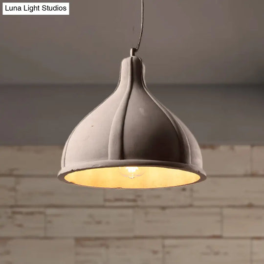 Industrial 1-Light Cement Pendant Lamp In Grey For Restaurant Ceiling Or Hanging