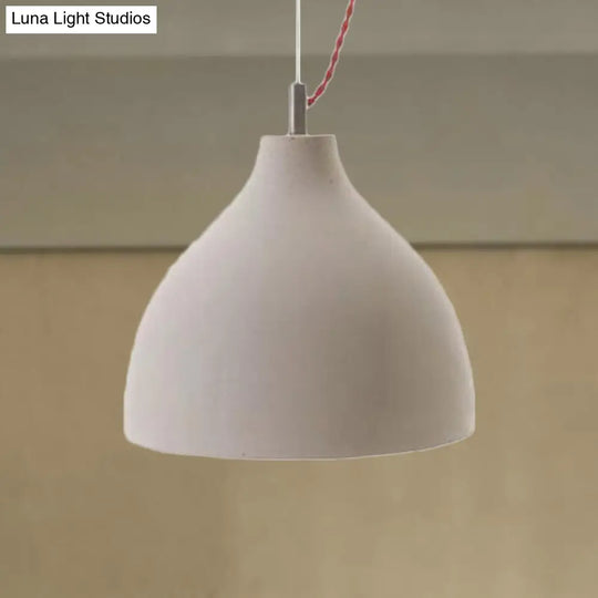 Industrial 1-Light Cement Pendant Lamp In Grey For Restaurant Ceiling Or Hanging