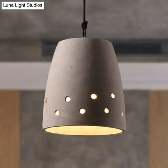 Industrial 1-Light Cement Pendant Lamp In Grey For Restaurant Ceiling Or Hanging / B