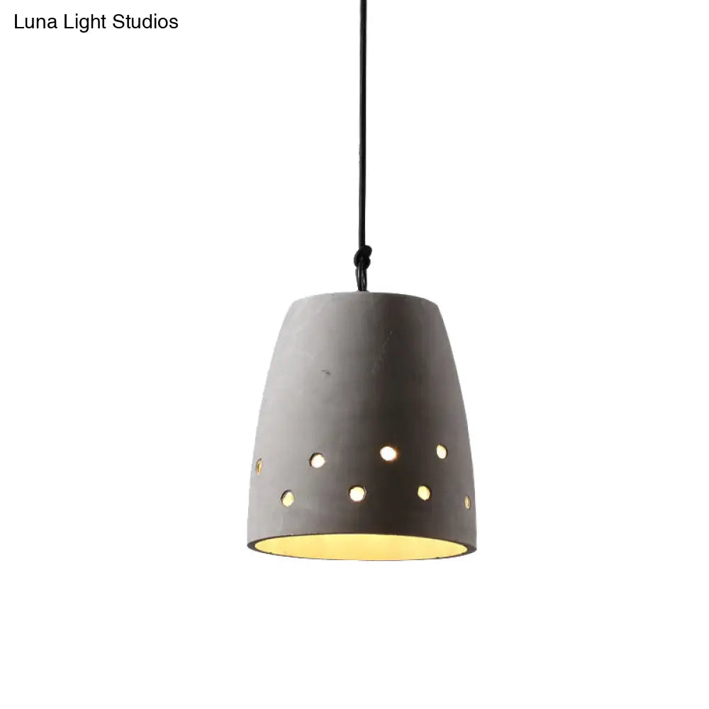 Industrial 1-Light Cement Pendant Lamp In Grey For Restaurant Ceiling Or Hanging