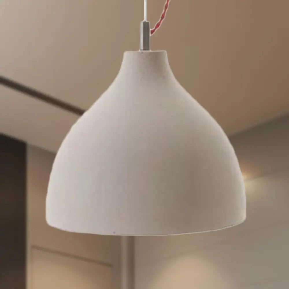 Industrial Domed Pendant Lighting In Grey - 1 Light Cement Ceiling Lamp / C