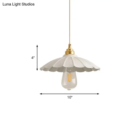 Industrial Flared Black/White Pendant Light - Hanging Ceiling Lamp Fixture