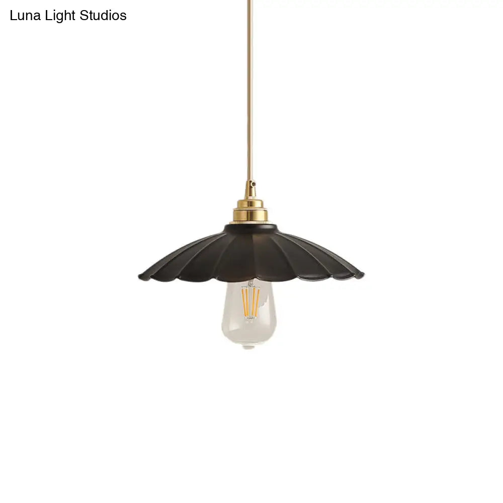 Industrial Flared Black/White Metal Pendant Light Fixture