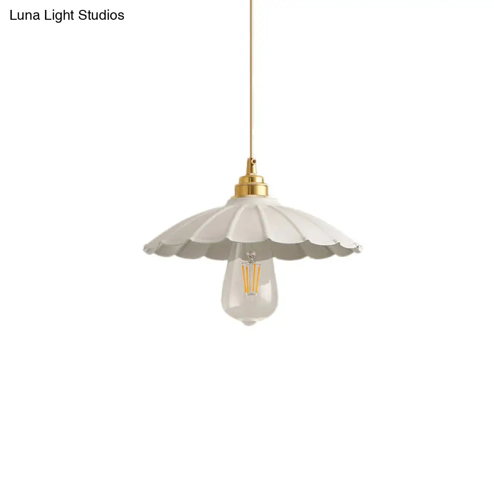 Industrial Flared Black/White Pendant Light - Hanging Ceiling Lamp Fixture