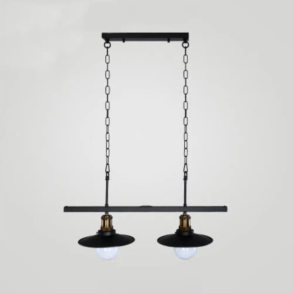 Industrial Flared Metal Ceiling Light With Adjustable Chain And 2/3 Lights - Black 2 /