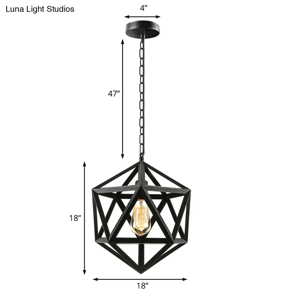 14/18 Geometric Metal Pendant Lighting Fixture - Industrial 1 Bulb Ceiling Light For Dining Room