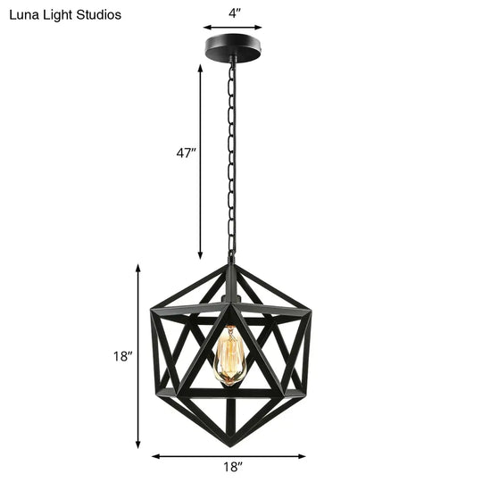 Industrial Geometric Metal Pendant Light 14’ / 18’ Dia 1 Bulb Black/Rust - Perfect For Dining