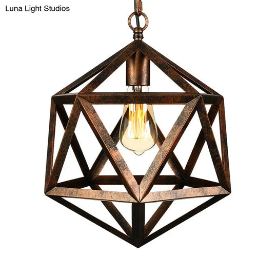 14/18 Geometric Metal Pendant Lighting Fixture - Industrial 1 Bulb Ceiling Light For Dining Room